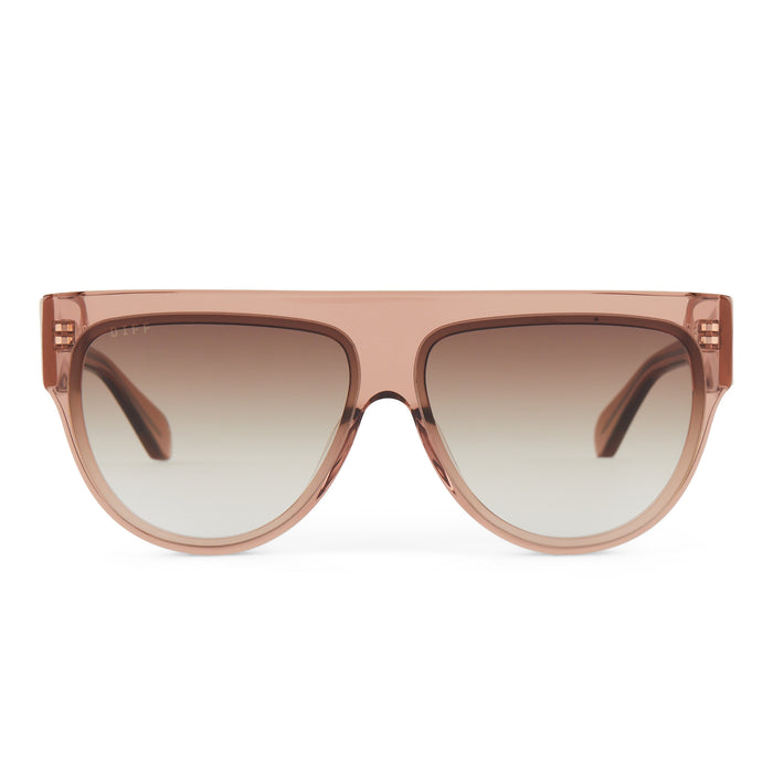 diff eyewear featuring the georgie square sunglasses with a cafe ole frame and brown gradient front view