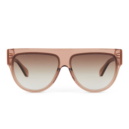 diff eyewear featuring the georgie square sunglasses with a cafe ole frame and brown gradient front view
