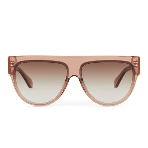 diff eyewear featuring the georgie square sunglasses with a cafe ole frame and brown gradient front view