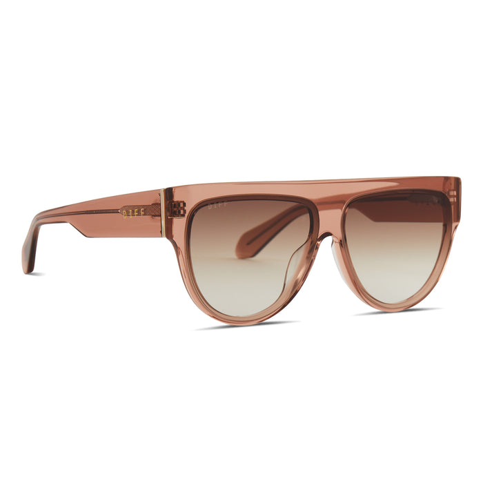 diff eyewear featuring the georgie square sunglasses with a cafe ole frame and brown gradient angled view