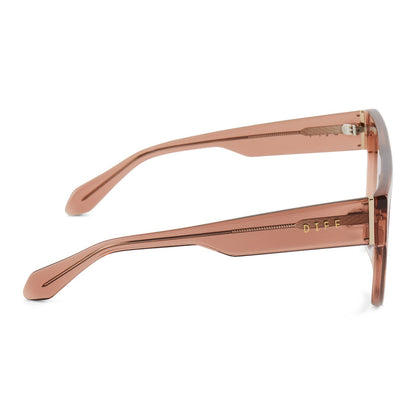 diff eyewear featuring the georgie square sunglasses with a cafe ole frame and brown gradient side view