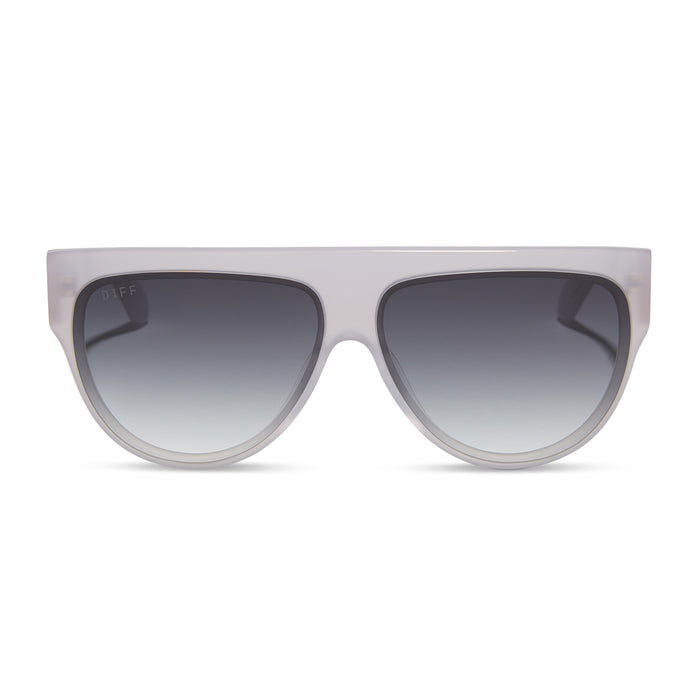 diff eyewear featuring the georgie square sunglasses with a thistle purple frame and grey gradient lenses front view