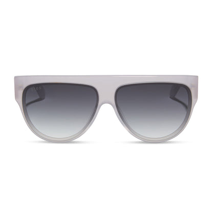 diff eyewear featuring the georgie square sunglasses with a thistle purple frame and grey gradient lenses front view