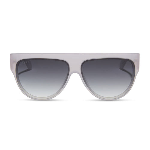 diff eyewear featuring the georgie square sunglasses with a thistle purple frame and grey gradient lenses front view