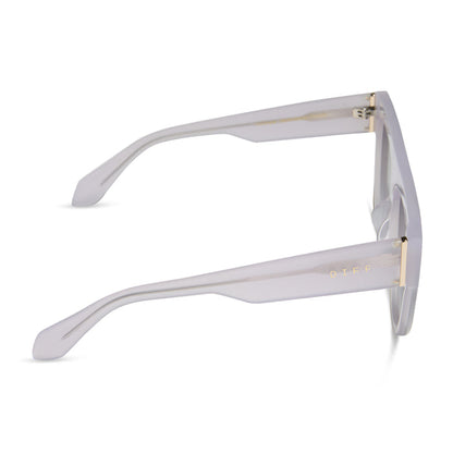diff eyewear featuring the georgie square sunglasses with a thistle purple frame and grey gradient lenses side view