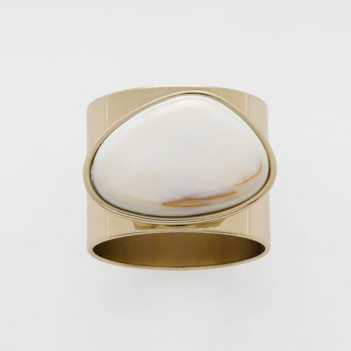 GILT EDGE SHELL NAPKIN RINGS, MOTHER PEARL, SET OF 2