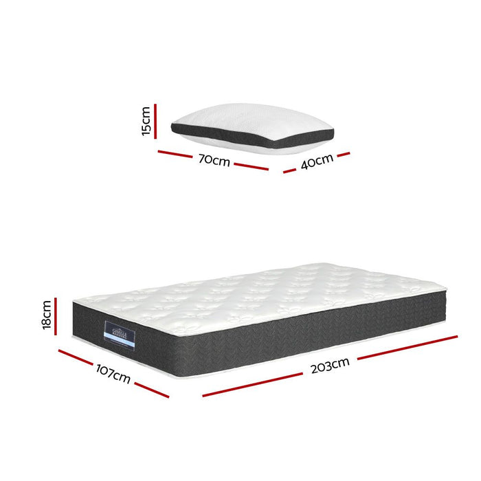 Giselle Bedding 18cm Mattress Medium Soft w/Pillows King Single -Home Living Store - -