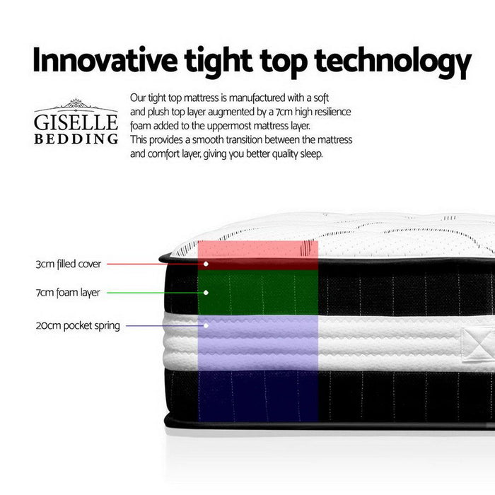 Giselle Bedding 30cm Mattress Medium Firm Double -Home Living Store - -