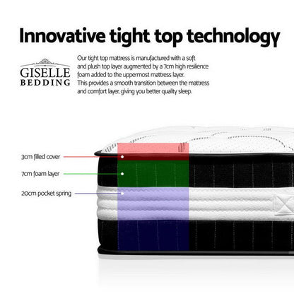 Giselle Bedding 30cm Mattress Medium Firm Double -Home Living Store - -