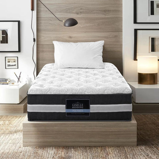 Giselle Bedding 30cm Mattress Pocket Spring King Single -Home Living Store - -