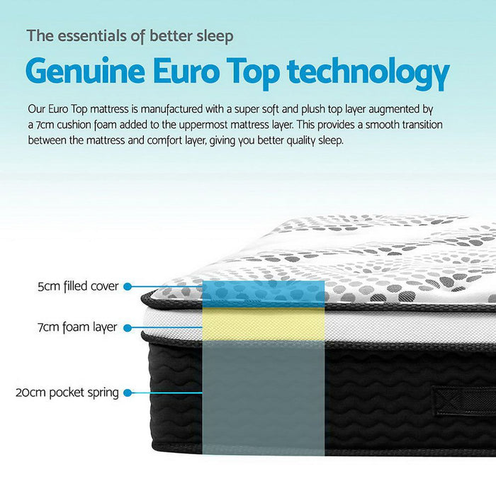 Giselle Bedding 32cm Mattress Euro Top Single -Home Living Store - -