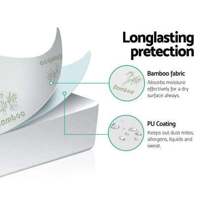 Giselle Bedding Mattress Protector Bamboo Double -Home Living Store - -