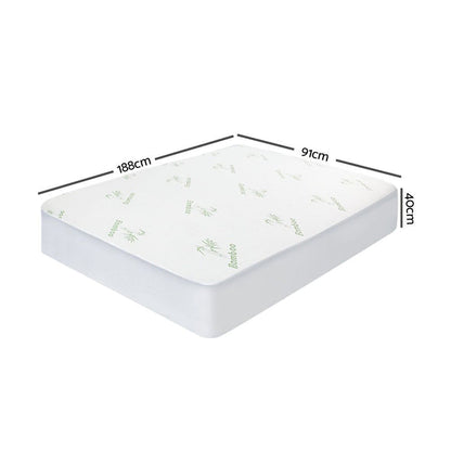 Giselle Bedding Mattress Protector Bamboo Single -Home Living Store - -