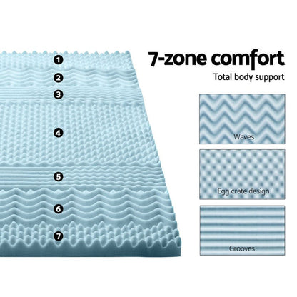 Giselle Bedding Memory Foam Mattress Topper 7-Zone 5cm Single -Home Living Store - -