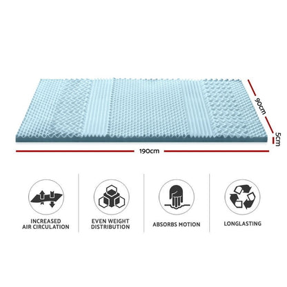 Giselle Bedding Memory Foam Mattress Topper 7-Zone 5cm Single -Home Living Store - -