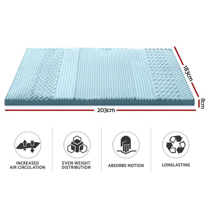 Giselle Bedding Memory Foam Mattress Topper 7-Zone 8cm King -Home Living Store - -