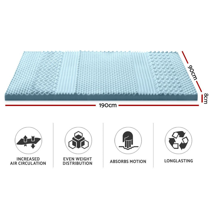Giselle Bedding Memory Foam Mattress Topper 7-Zone 8cm Single -Home Living Store - -