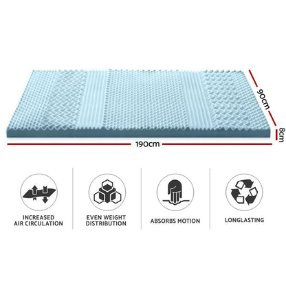 Giselle Bedding Memory Foam Mattress Topper 7-Zone 8cm Single -Home Living Store - -
