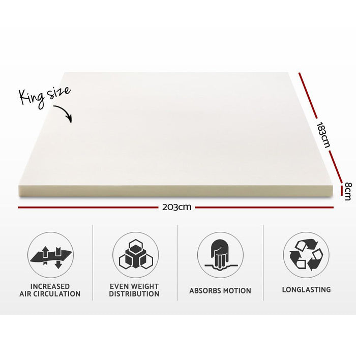 Giselle Bedding Memory Foam Mattress Topper 8cm King -Home Living Store - -