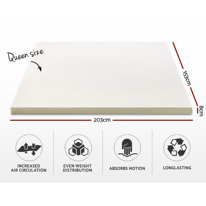 Giselle Bedding Memory Foam Mattress Topper 8cm Queen -Home Living Store - -