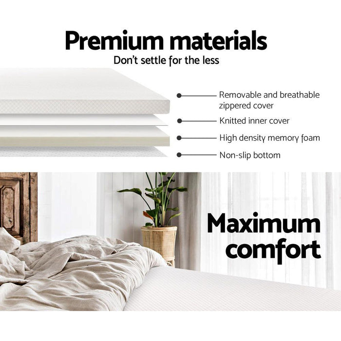 Giselle Bedding Memory Foam Mattress Topper 8cm Queen -Home Living Store - -