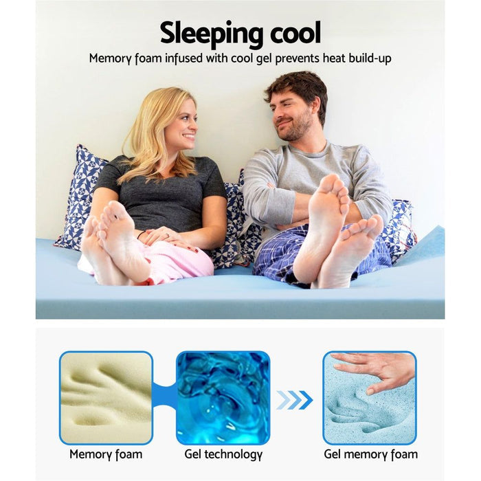 Giselle Bedding Memory Foam Mattress Topper Cool Gel 8cm Queen -Home Living Store - -