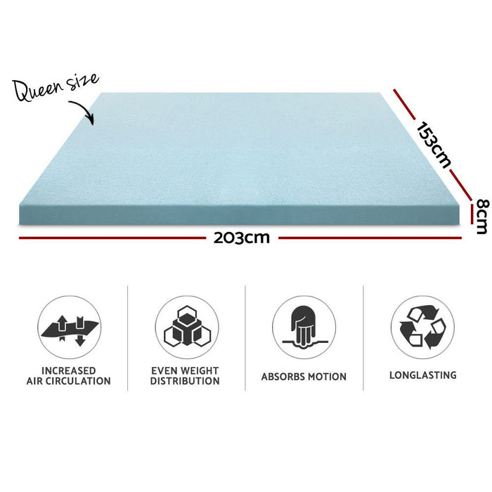 Giselle Bedding Memory Foam Mattress Topper Cool Gel 8cm Queen -Home Living Store - -