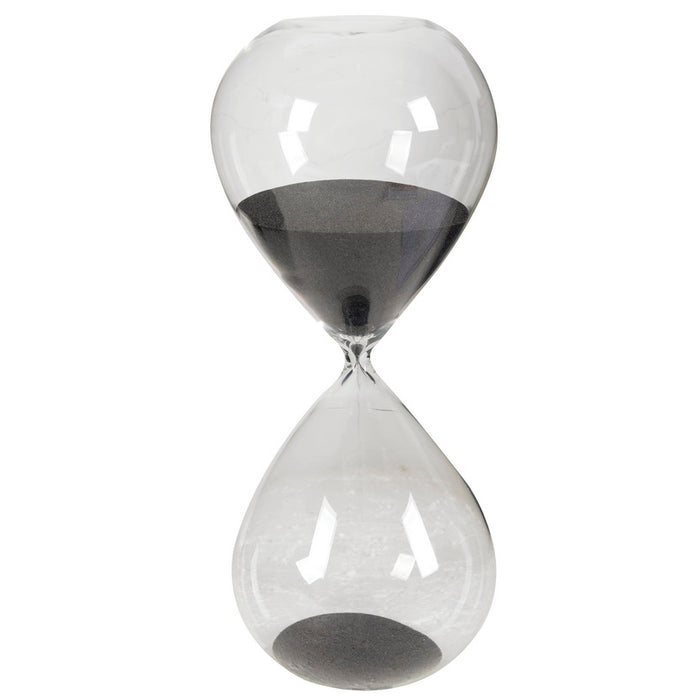 GLASS SANDTIMER + BLACK SAND