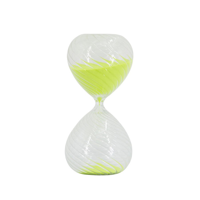 GLASS SANDTIMER + FLUO YELLOW SAND