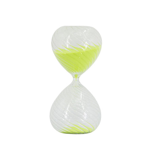 GLASS SANDTIMER + FLUO YELLOW SAND