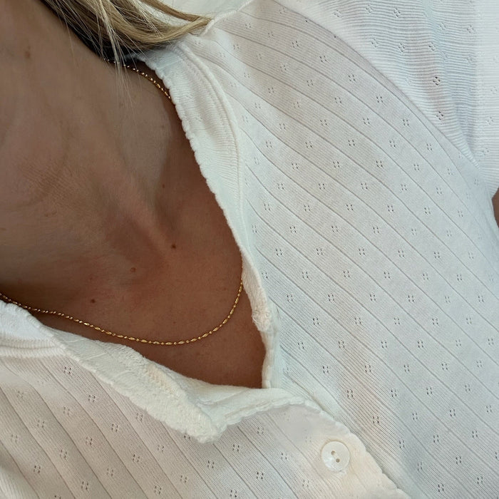 Gold Bar & Ball Chain Necklace