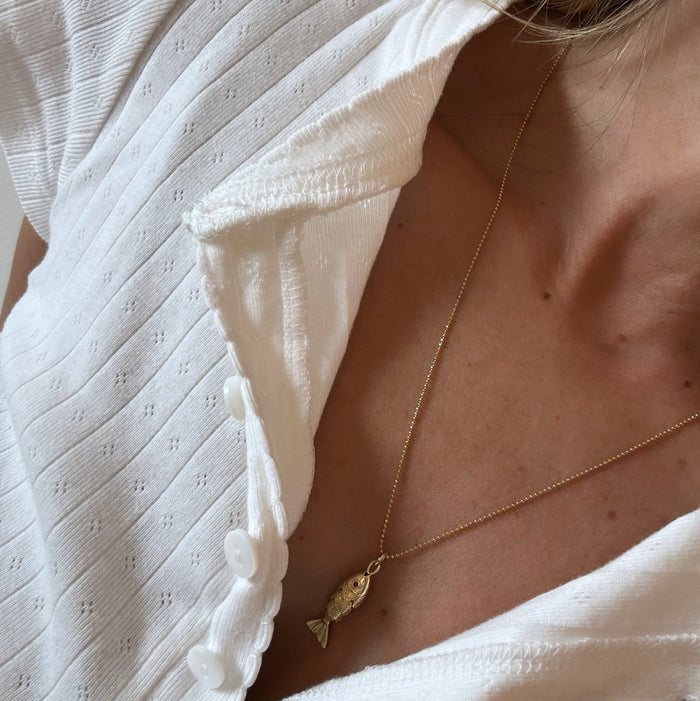 Gold Fish Ball Chain Necklace