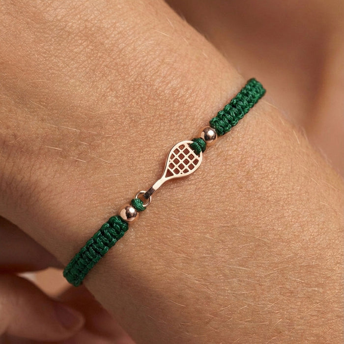Gold Tennis Dark Green Braided Bracelet