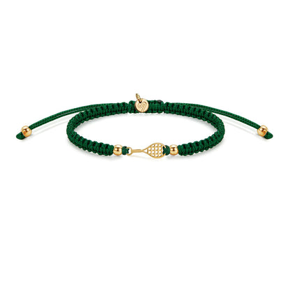 Gold Tennis Dark Green Braided Bracelet