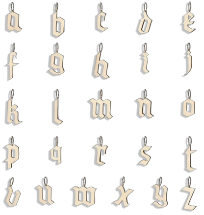 Gothic Letter Charm - 14k gold filled 14mm gothic initial personalization charm