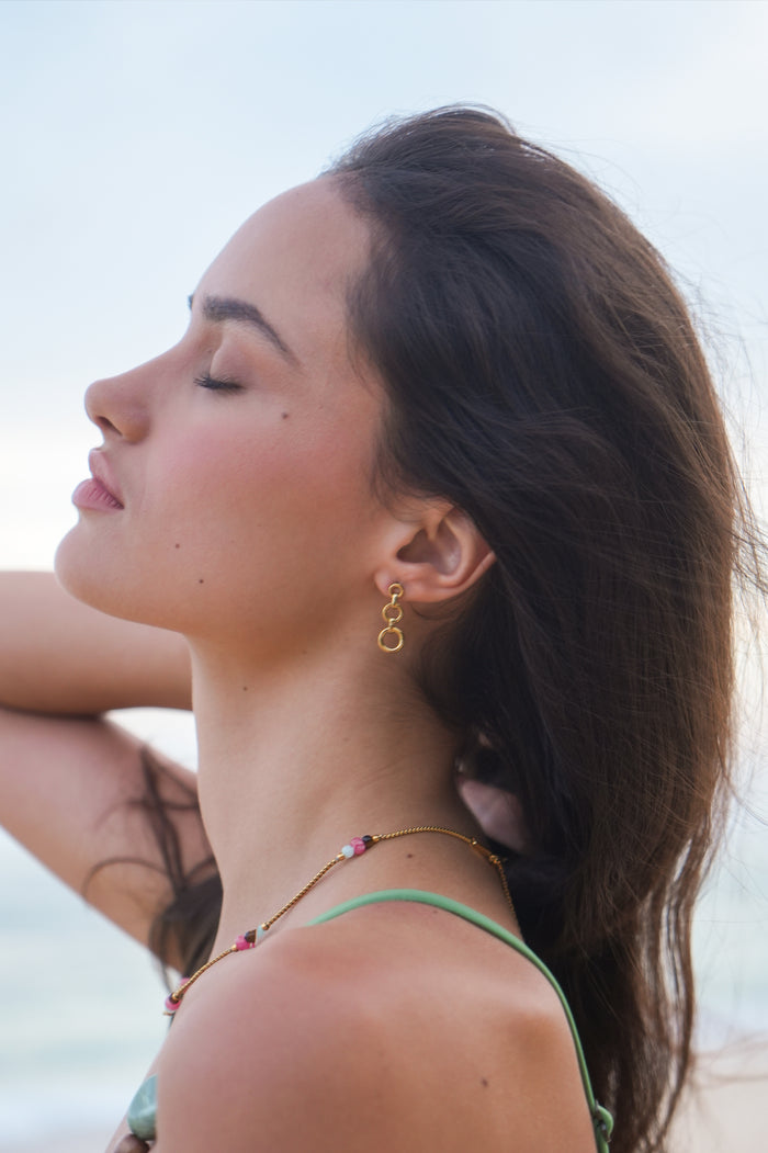 Graduated Round Link Drop Earrings