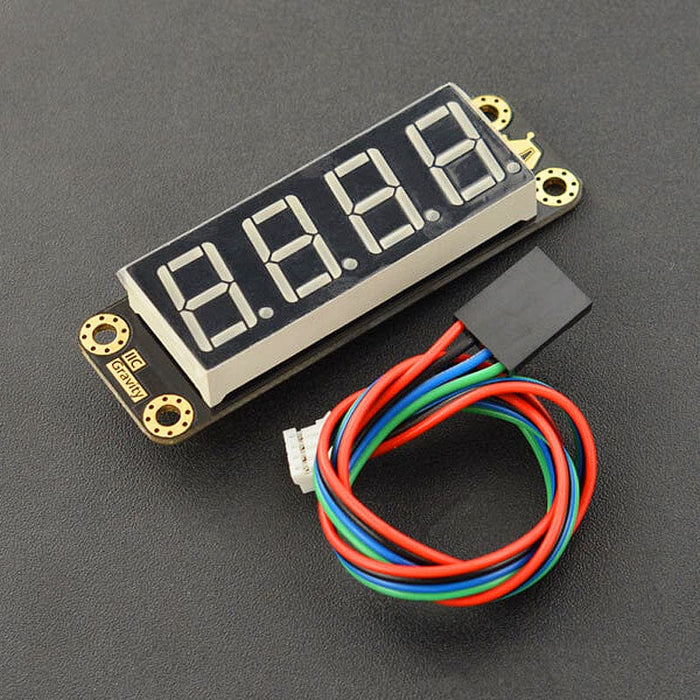 Gravity: 4-Digit Red Seven-Segment LED Display Module by DFRobot - The Pi Hut