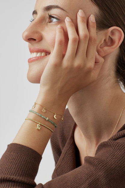 Green Aventurine CZ Disc Amelia Bracelet