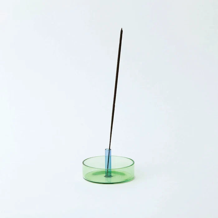 GREEN / BLUE - DUO TONE GLASS INCENSE HOLDER