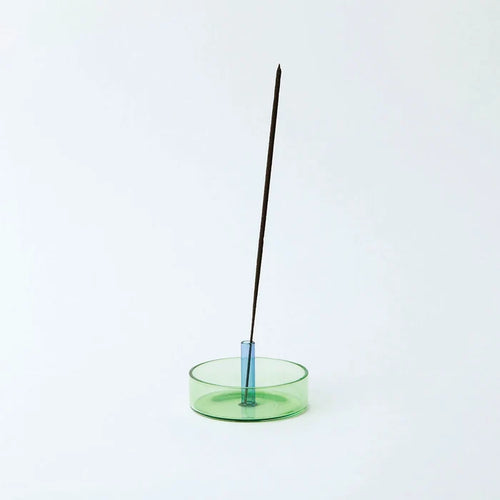 GREEN / BLUE - DUO TONE GLASS INCENSE HOLDER