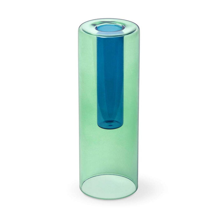 GREEN / BLUE  - LARGE  - REVERSIBLE GLASS VASE