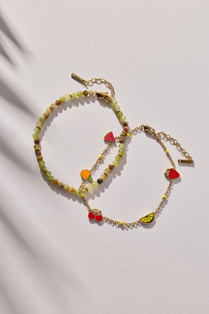 Green Ombre Semi-Precious Beaded Anklet