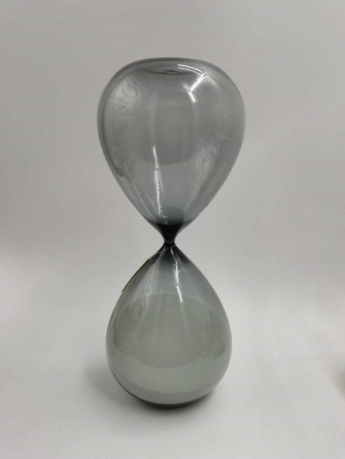 GREY GLASS SANDTIMER + WHITE SAND