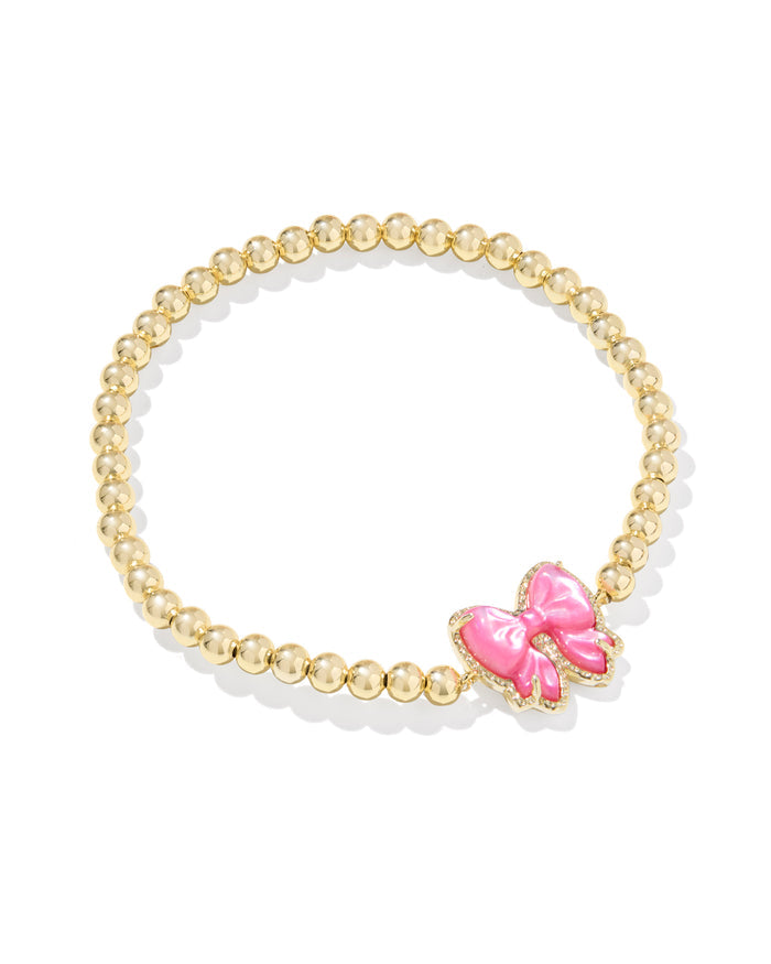 Haley Bow Stretch Bracelet in Gold Rose Violet Mother of Pearl