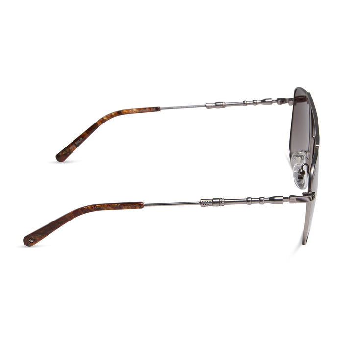 star wars x diff eyewear featuring the han solo™ 2.0 aviator sunglasses with a brushed dark grey metal frame and brown gradient polarized lenses side view