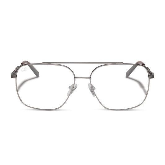 star wars x diff eyewear featuring the han solo™ 2.0 aviator prescription glasses with a brushed dark grey metal frame front view