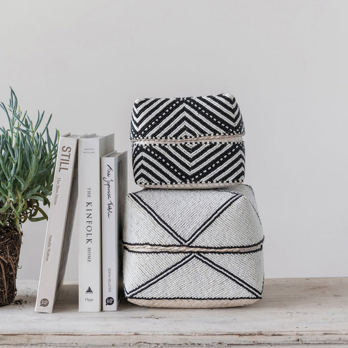 HAND-BEADED BAMBOO LIDDED CONTAINERS | STORAGE
