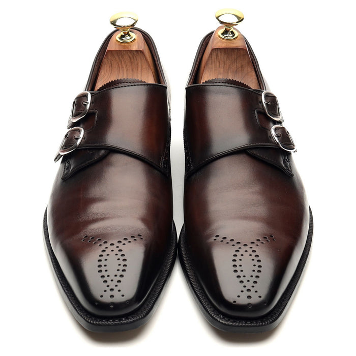 Handgrade '8625' Dark Brown Leather Double Monk Strap UK 7