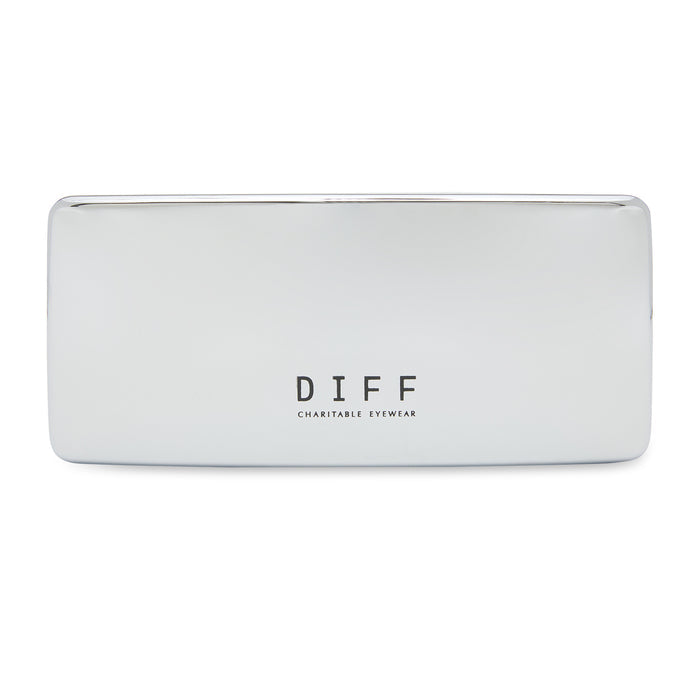 diff eyewear hard chrome case in silver front view