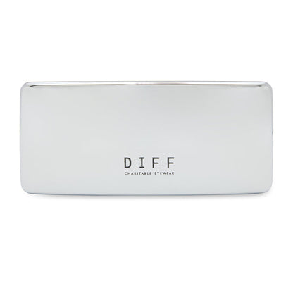 diff eyewear hard chrome case in silver front view
